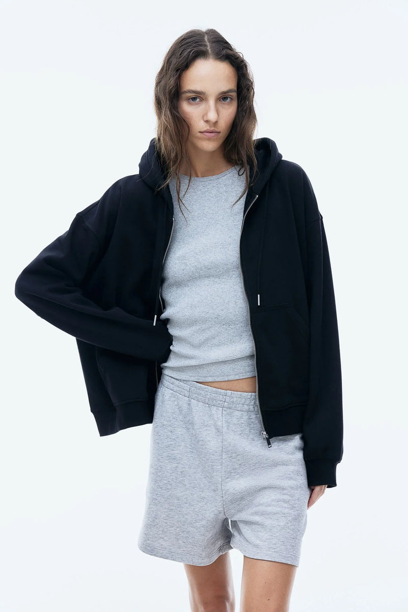 Black Zipper Hoodie for Women – Oversized Streetwear | DWNTWN