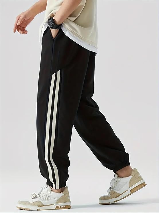 Men's White Striped Track Pants DWNTWN Stylish Comfortable