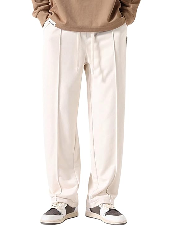 White Loose Fit Side Striped Track Pants for Men DWNTWN