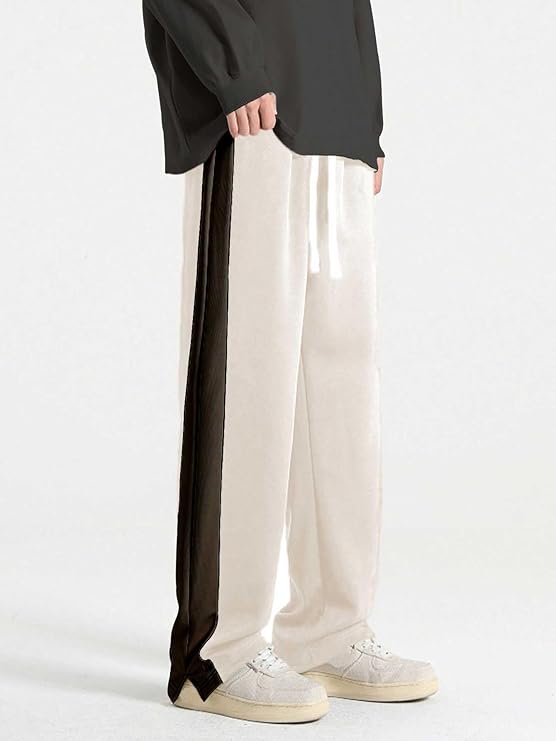 White Side Striped Relaxed Fit Track Pants for Men DWNTWN