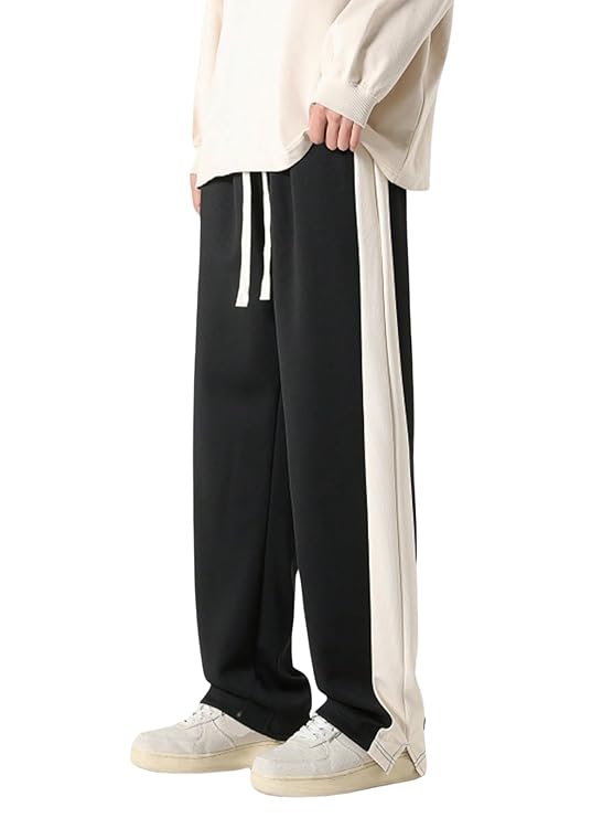 Tapered Trousers Side Stripe White And Black Striped Trousers Side