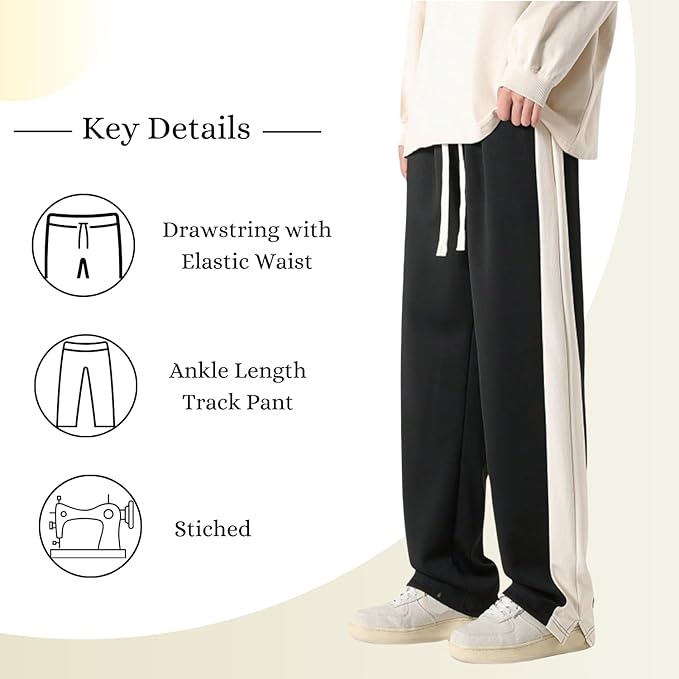 Side Striped Relaxed Fit Track Pants for Men DWNTWN